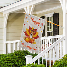 Load image into Gallery viewer, KafePross - Happy Thanksgiving Day Basenji Pumpkin Maple Leaf Fall Give Thanks Dog Garden House Flag