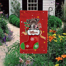 Load image into Gallery viewer, KafePross-Merry Christmas Cute Dog Pit Bull in Christmas Sock Garden House Flag