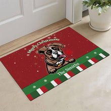 Load image into Gallery viewer, KafePross Personalized Christmas Decoration Doormat with Cute Dog Australian Shepherd