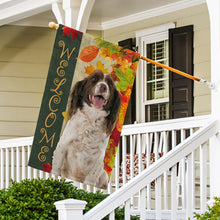 Load image into Gallery viewer, KafePross - Welcome Fall English Springer Spaniel Playing in the Maple Leaf Autumn Garden House Flag