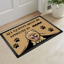 Load image into Gallery viewer, KafePross - Pomeranian Peeking Dog Doormat - All Guests Must be Approved