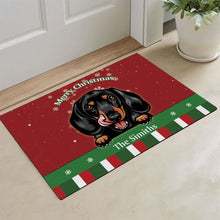 Load image into Gallery viewer, KafePross Personalized Christmas Decoration Doormat with Cute Dog Dachshund