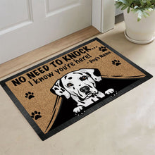 Load image into Gallery viewer, Personalized Doormat Peeking Dog Dalmatian No Need to Knock I Know You're Here