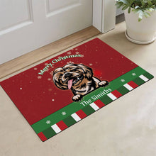Load image into Gallery viewer, KafePross Personalized Christmas Decoration Doormat with Cute Dog Dachshund
