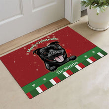 Load image into Gallery viewer, KafePross Personalized Christmas Decoration Doormat with Cute Dog Stafforshire Bull Terrier