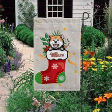 Load image into Gallery viewer, KafePross-Merry Christmas Cute Dog Akita in Christmas Sock Garden House Flag