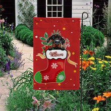 Load image into Gallery viewer, KafePross-Merry Christmas Cute Dog Doberman Pinscher in Christmas Sock Garden House Flag