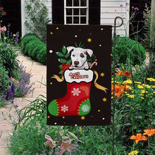 Load image into Gallery viewer, KafePross-Merry Christmas Cute Dog Pit Bull in Christmas Sock Garden House Flag