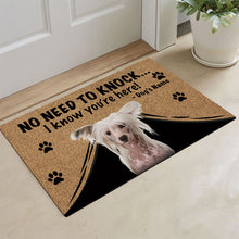 Load image into Gallery viewer, KafePross Chinese Crested Doormat Not Need to Knock, We Know You're Here