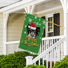 Load image into Gallery viewer, KafePross-Merry Christmas Dog Papillion Garden House Flag