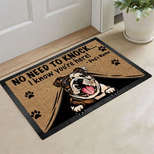 Load image into Gallery viewer, Personalized Doormat Peeking Dog English Bulldog No Need to Knock I Know You're Here