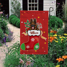 Load image into Gallery viewer, KafePross-Merry Christmas Cute Dog German Shepherd in Christmas Sock Garden House Flag
