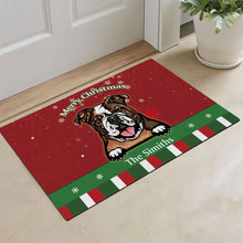 Load image into Gallery viewer, KafePross Personalized Christmas Decoration Doormat with Cute Dog Australian Shepherd