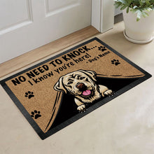 Load image into Gallery viewer, Personalized Doormat Peeking Dog Labrador No Need to Knock I Know You're Here