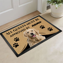Load image into Gallery viewer, Custom Dog's Name Doormat-All Guests Must be Approved By Golden Retriever Puppy Outdoor Doormat