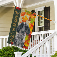 Load image into Gallery viewer, KafePross - Welcome Fall English Setter Playing in the Maple Leaf Autumn Garden House Flag