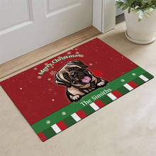 Load image into Gallery viewer, KafePross Personalized Christmas Decoration Doormat with Cute Dog Mastiff