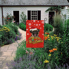 Load image into Gallery viewer, KafePross-Merry Christmas Dog Pug Garden House Flag