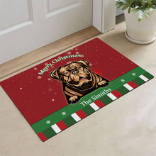 Load image into Gallery viewer, KafePross Personalized Christmas Decoration Doormat with Cute Dog Dogue De Bordeaux ( French mastiff )