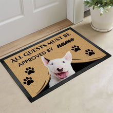 Load image into Gallery viewer, Custom Dog's Name Doormat-All Guests Must be Approved By Bull Terrier Outdoor Doormat