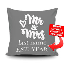 Load image into Gallery viewer, PERSONALIZED MR AND MRS - THROW PILLOW COVER - 18" X 18"