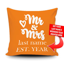 Load image into Gallery viewer, PERSONALIZED MR AND MRS - THROW PILLOW COVER - 18" X 18"