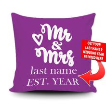 Load image into Gallery viewer, PERSONALIZED MR AND MRS - THROW PILLOW COVER - 18" X 18"