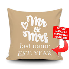 Load image into Gallery viewer, PERSONALIZED MR AND MRS - THROW PILLOW COVER - 18" X 18"