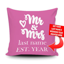 Load image into Gallery viewer, PERSONALIZED MR AND MRS - THROW PILLOW COVER - 18" X 18"