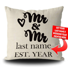 Load image into Gallery viewer, PERSONALIZED MR AND MRS - THROW PILLOW COVER - 18" X 18"