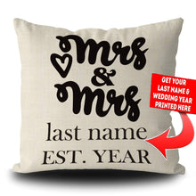 Load image into Gallery viewer, PERSONALIZED MR AND MRS - THROW PILLOW COVER - 18" X 18"