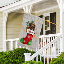 Load image into Gallery viewer, KafePross-Merry Christmas Cute Dog Golden Retriever in Christmas Sock Garden House Flag