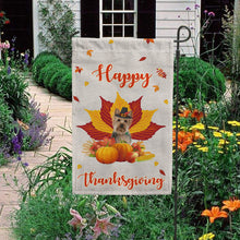 Load image into Gallery viewer, KafePross - Happy Thanksgiving Day Yorkie Pumpkin Maple Leaf Fall Give Thanks Dog Garden House Flag