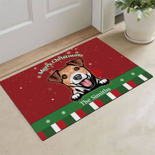 Load image into Gallery viewer, KafePross Personalized Christmas Decoration Doormat with Cute Dog Jack Russell Terrier