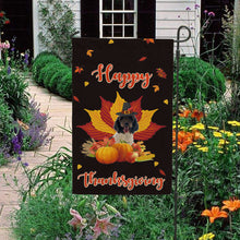Load image into Gallery viewer, KafePross - Happy Thanksgiving Day Portuguese Water Dog Pumpkin Maple Leaf Fall Give Thanks Dog Garden House Flag