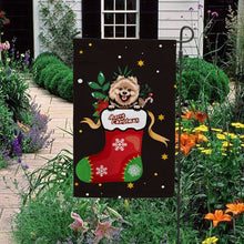 Load image into Gallery viewer, KafePross-Merry Christmas Cute Dog Pomeranian in Christmas Sock Garden House Flag