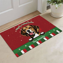 Load image into Gallery viewer, KafePross Personalized Christmas Decoration Doormat with Cute Dog Beagle