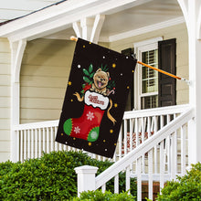 Load image into Gallery viewer, KafePross-Merry Christmas Cute Dog Pomeranian in Christmas Sock Garden House Flag