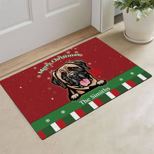 Load image into Gallery viewer, KafePross Personalized Christmas Decoration Doormat with Cute Dog Mastiff