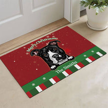 Load image into Gallery viewer, KafePross Personalized Christmas Decoration Doormat with Cute Dog Pit Bull