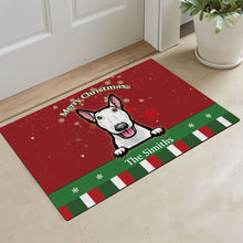 Load image into Gallery viewer, KafePross Personalized Christmas Decoration Doormat with Cute Dog Bull Terrier