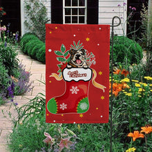 Load image into Gallery viewer, KafePross-Merry Christmas Cute Dog English Bulldog in Christmas Sock Garden House Flag