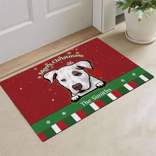 Load image into Gallery viewer, KafePross Personalized Christmas Decoration Doormat with Cute Dog Pit Bull