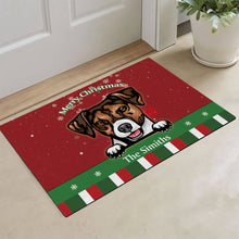 Load image into Gallery viewer, KafePross Personalized Christmas Decoration Doormat with Cute Dog Jack Russell Terrier
