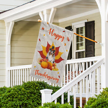 Load image into Gallery viewer, KafePross - Happy Thanksgiving Day Sheltie Pumpkin Maple Leaf Fall Give Thanks Dog Garden House Flag