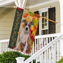 Load image into Gallery viewer, KafePross - Welcome Fall American Staffordshire Terrier Playing in the Maple Leaf Autumn Garden House Flag