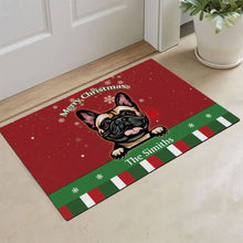 Load image into Gallery viewer, KafePross Personalized Christmas Decoration Doormat with Cute Dog French Bulldog
