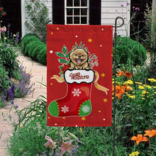 Load image into Gallery viewer, KafePross-Merry Christmas Cute Dog Pomeranian in Christmas Sock Garden House Flag