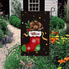 Load image into Gallery viewer, KafePross-Merry Christmas Cute Dog Dachshund in Christmas Sock Garden House Flag
