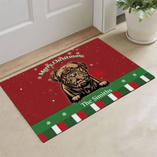 Load image into Gallery viewer, KafePross Personalized Christmas Decoration Doormat with Cute Dog Dogue De Bordeaux ( French mastiff )